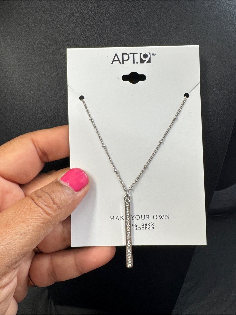 Kohl's Silver Tone Rhinestone Accent Bar Necklace